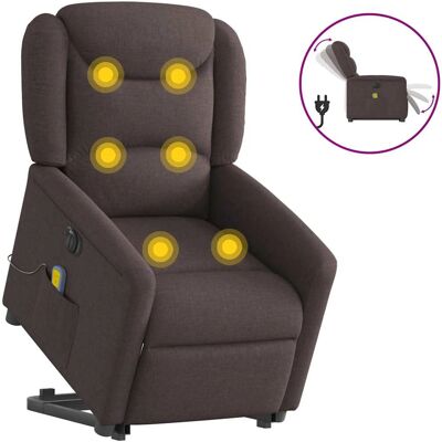 Fauteuil de massage vidaXL avec élévateur - En tissu marron foncé - Publicité Fauteuil de massage vidaXL avec élévateur - En tissu marron foncé - Publicité
