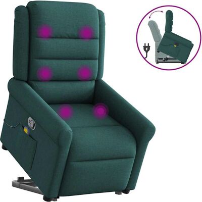 Chaise d'accent VidaXL - Fauteuil en tissu vert foncé avec massage et levage - Publicité Chaise d'accent VidaXL - Fauteuil en tissu vert foncé avec massage et levage - Publicité