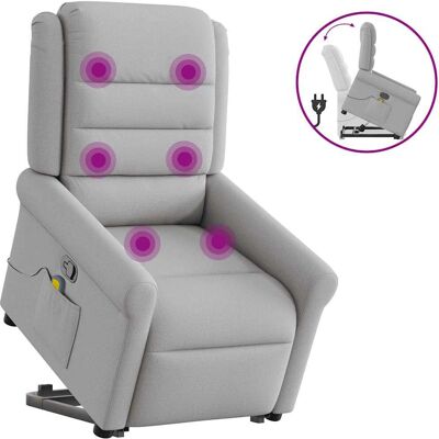 VidaXL - Relaxfauteuil met massage en liftfunctie - Wolkengrau Stoff VidaXL - Relaxfauteuil met massage en liftfunctie - Wolkengrau Stoff