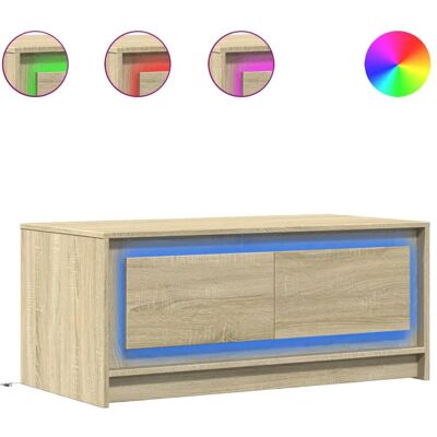 vidaXL Sonoma Eichenholz Couchtisch mit LED-Lichtern - Beistelltisch vidaXL Sonoma Eichenholz Couchtisch mit LED-Lichtern - Beistelltisch
