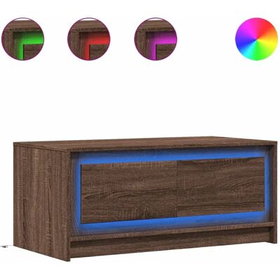 vidaXL 851990 Brauner Eichen Coffee Table mit LED-Lichtern - Couchtisch vidaXL 851990 Brauner Eichen Coffee Table mit LED-Lichtern - Couchtisch
