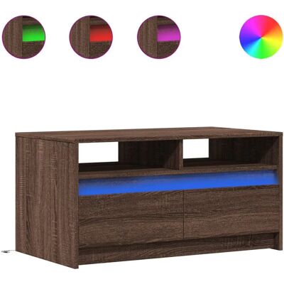 vidaXL 851997 Couchtisch mit LED-Beleuchtung Braun Eiche - Beistelltisch vidaXL 851997 Couchtisch mit LED-Beleuchtung Braun Eiche - Beistelltisch