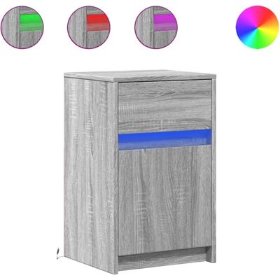 vidaXL Nachttisch Eiche Grau Sonoma LED-Leuchten Modernes Design vidaXL Nachttisch Eiche Grau Sonoma LED-Leuchten Modernes Design