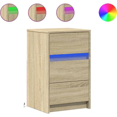 vidaXL Mesita de noche de roble con luces LED vidaXL Mesita de noche de roble con luces LED