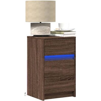 vidaXL Nachkastje mit LED-Verlichting - bewerkt - hout - bruin - eikenkleur - Nachttisch vidaXL Nachkastje mit LED-Verlichting - bewerkt - hout - bruin - eikenkleur - Nachttisch