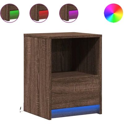 vidaXL Nachttisch - Holzwerkstoff - Braun Eiche - LED-Leuchten - Nachttisch vidaXL Nachttisch - Holzwerkstoff - Braun Eiche - LED-Leuchten - Nachttisch