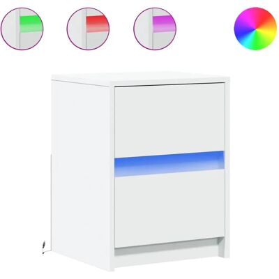 vidaXL Weißer Nachttisch - Holzwerkstoff - LED-Leuchten - 852033 vidaXL Weißer Nachttisch - Holzwerkstoff - LED-Leuchten - 852033