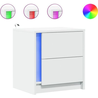 vidaXL Nachttisch Weiß - 2 Stück mit LED-Lichtern vidaXL Nachttisch Weiß - 2 Stück mit LED-Lichtern