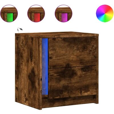 vidaXL Nachttisch Räuchereiche mit LED-Lichtern vidaXL Nachttisch Räuchereiche mit LED-Lichtern