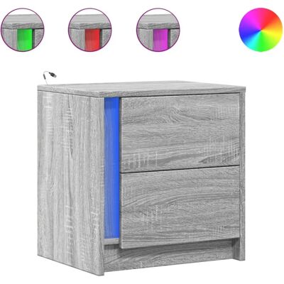 vidaXL 852058 Nachttisch - Holzwerkstoff, LED-Beleuchtung - Nachttisch - Nachttisch vidaXL 852058 Nachttisch - Holzwerkstoff, LED-Beleuchtung - Nachttisch - Nachttisch