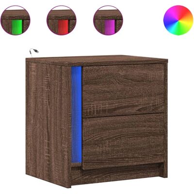 vidaXL 852060 Nachttisch - Braune Eiche - Nachttisch mit LED-Leuchten vidaXL 852060 Nachttisch - Braune Eiche - Nachttisch mit LED-Leuchten