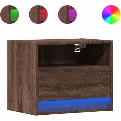 vidaXL Nachttisch Eiche - Wand-Nachttisch mit LED-Lichtern vidaXL Nachttisch Eiche - Wand-Nachttisch mit LED-Lichtern