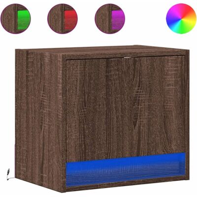 vidaXL 852088 Nachttisch - Wandmontierte Nachttische mit LED-Lichtern - Eiche Braun vidaXL 852088 Nachttisch - Wandmontierte Nachttische mit LED-Lichtern - Eiche Braun