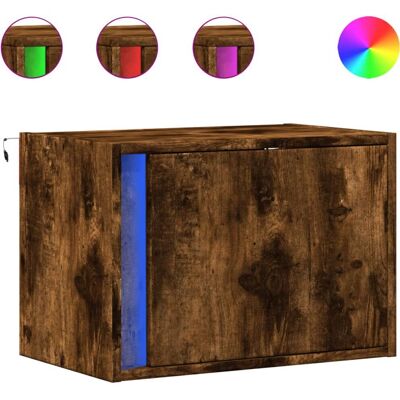 vidaXL Nachttisch Eiche - Wandmontiertes Nachttisch mit LED-Lichtern vidaXL Nachttisch Eiche - Wandmontiertes Nachttisch mit LED-Lichtern