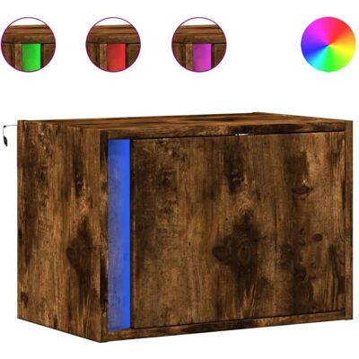 vidaXL Nachttisch - Rauchereiche Wandmontierte Nachttische mit LED-Lichtern vidaXL Nachttisch - Rauchereiche Wandmontierte Nachttische mit LED-Lichtern