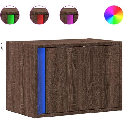 vidaXL 852101 Nachttisch - Eiche Braun, Wandmontage, LED-Beleuchtung - Nachttisch vidaXL 852101 Nachttisch - Eiche Braun, Wandmontage, LED-Beleuchtung - Nachttisch