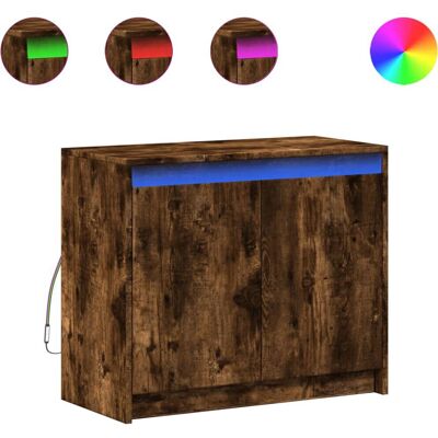 vidaXL Räuchereiche Sideboard - LED Stauraum - Wohnzimmermöbel vidaXL Räuchereiche Sideboard - LED Stauraum - Wohnzimmermöbel