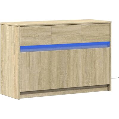 vidaXL Sonoma Eiche TV-Schrank mit LED - Media Unit - Holzwerkstoff vidaXL Sonoma Eiche TV-Schrank mit LED - Media Unit - Holzwerkstoff