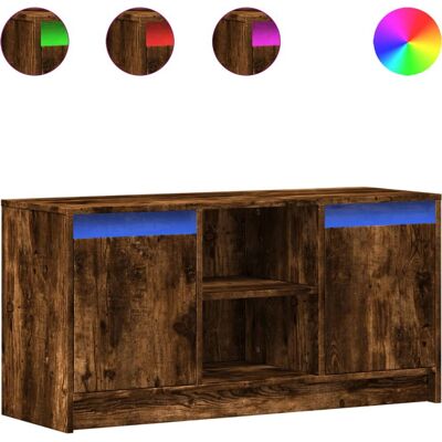 vidaXL TV-Schrank mit LED, geräuchertes Eichenholz - 100x34x50 cm vidaXL TV-Schrank mit LED, geräuchertes Eichenholz - 100x34x50 cm