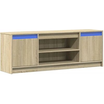 vidaXL Sonoma Eichen 139,5x34x50 cm TV-Schrank mit LED - Medienschränk vidaXL Sonoma Eichen 139,5x34x50 cm TV-Schrank mit LED - Medienschränk