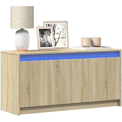 vidaXL Sonoma Eiche LED TV-Schrank - 100x34x50cm - Modernes Medienmöbel vidaXL Sonoma Eiche LED TV-Schrank - 100x34x50cm - Modernes Medienmöbel