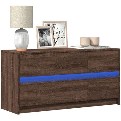 vidaXL Braun Eiche 100x34x50cm TV Schrank mit LED - Medienmöbel vidaXL Braun Eiche 100x34x50cm TV Schrank mit LED - Medienmöbel