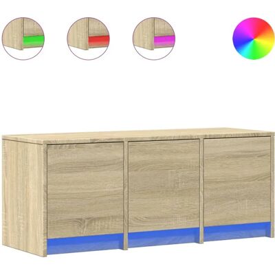 vidaXL Sonoma Eiche 97x34x40 cm TV-Schrank mit LED - TV-Möbel - Holzwerkstoff vidaXL Sonoma Eiche 97x34x40 cm TV-Schrank mit LED - TV-Möbel - Holzwerkstoff