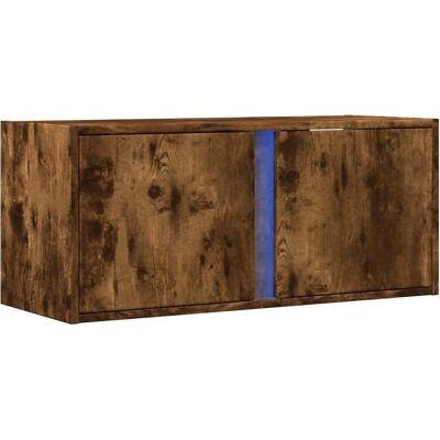 vidaXL Seinälle asennettava TV-kaappi LED-valoilla - Savunruskea - 80x31x35 cm vidaXL Seinälle asennettava TV-kaappi LED-valoilla - Savunruskea - 80x31x35 cm