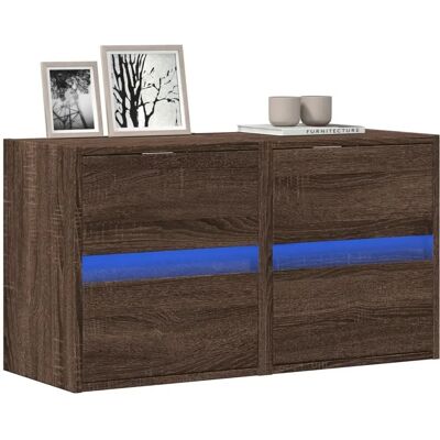 vidaXL Seinälle asennettava TV-kaappi pähkinäpuussa, LED-valoilla - 41x31x45 cm vidaXL Seinälle asennettava TV-kaappi pähkinäpuussa, LED-valoilla - 41x31x45 cm