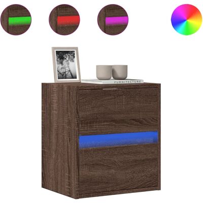 vidaXL TV Wandmeubel mit LED-Beleuchtung - 4 Schubladen - Braun Eiche vidaXL TV Wandmeubel mit LED-Beleuchtung - 4 Schubladen - Braun Eiche