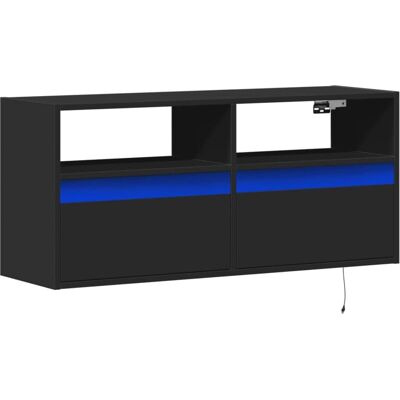 vidaXL Zwart Wandkast met LED-verlichting 100x31x45 cm vidaXL Zwart Wandkast met LED-verlichting 100x31x45 cm