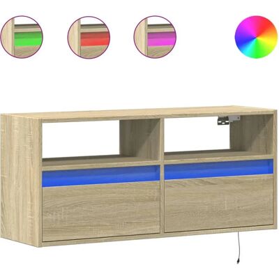 vidaXL TV-Wandschrank Mit LED-Beleuchtung Sonoma-Eiche 100x31x45 cm - Fernsehschrank vidaXL TV-Wandschrank Mit LED-Beleuchtung Sonoma-Eiche 100x31x45 cm - Fernsehschrank