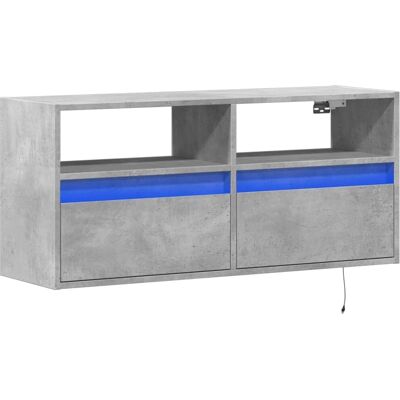 vidaXL TV Wall Cabinet with LED Lights Concrete Grey - TV Wall Cabinet vidaXL TV Wall Cabinet with LED Lights Concrete Grey - TV Wall Cabinet