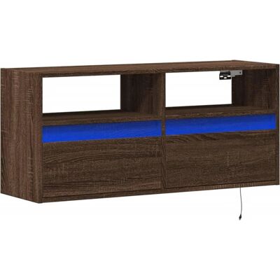 vidaXL Wandmeubel voor tv met LED-verlichting - bruin eiken vidaXL Wandmeubel voor tv met LED-verlichting - bruin eiken