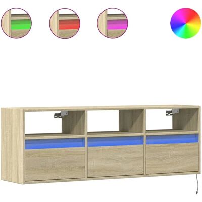 vidaXL WandTV mit LED-Beleuchtung Sonoma Eiche 130x31x45 cm - TV-Schrank vidaXL WandTV mit LED-Beleuchtung Sonoma Eiche 130x31x45 cm - TV-Schrank