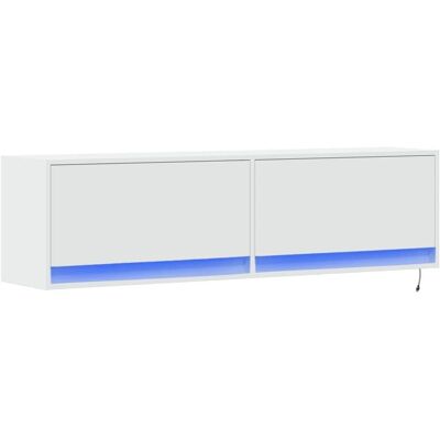 vidaXL Wit 80x31x38cm TV Wandkast met LED-Verlichting - TV Wandmeubel vidaXL Wit 80x31x38cm TV Wandkast met LED-Verlichting - TV Wandmeubel