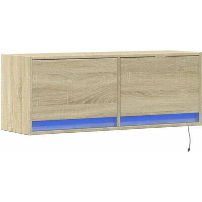 vidaXL Eiken Sonoma 100x31x38 cm TV wandkast met LED-verlichting - TV meubel vidaXL Eiken Sonoma 100x31x38 cm TV wandkast met LED-verlichting - TV meubel