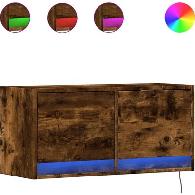 vidaXL TV-Wandschrank Mit Led-Beleuchtung Räuchereiche 100x31x38 cm - TV Schrank/Unterhaltungssystem vidaXL TV-Wandschrank Mit Led-Beleuchtung Räuchereiche 100x31x38 cm - TV Schrank/Unterhaltungssystem