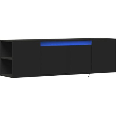 vidaXL Musta 135x31x39,5 cm TV-ikkunakaappi LED-valoilla vidaXL Musta 135x31x39,5 cm TV-ikkunakaappi LED-valoilla