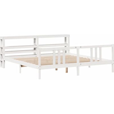 VidaXL 3305978 Weißes Kiefernbettgestell mit Kopfteil - Bettart VidaXL 3305978 Weißes Kiefernbettgestell mit Kopfteil - Bettart