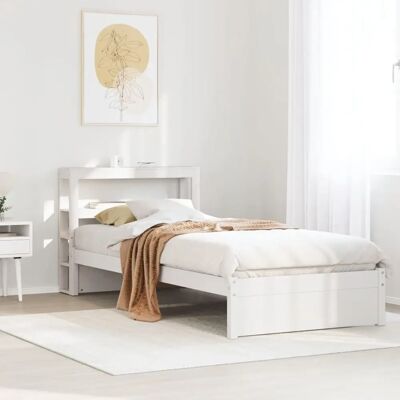 vidaXL Bedframe met hoofdbord - Wit 90x190cm - Bed vidaXL Bedframe met hoofdbord - Wit 90x190cm - Bed