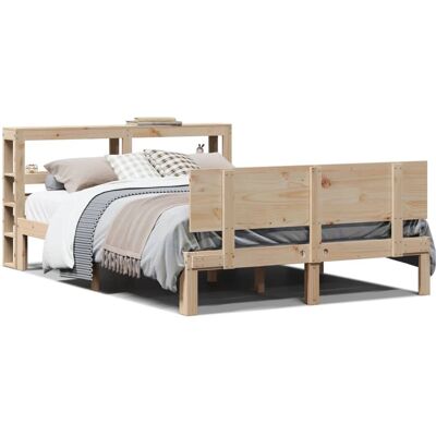vidaXL Bettgestell mit Kopfteil - Naturholz - 140x190 cm - Bettart vidaXL Bettgestell mit Kopfteil - Naturholz - 140x190 cm - Bettart