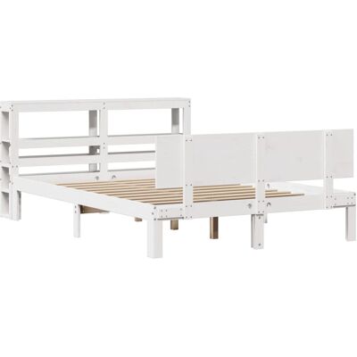 vidaXL Sänky runkopää 140x190cm Valkoinen Kestävä Puu Pine - Sänky vidaXL Sänky runkopää 140x190cm Valkoinen Kestävä Puu Pine - Sänky