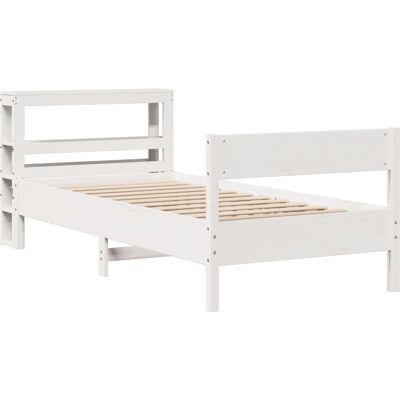 VidaXL 3306187 Valkoinen sängynrunko hyllyillä - Sänky VidaXL 3306187 Valkoinen sängynrunko hyllyillä - Sänky