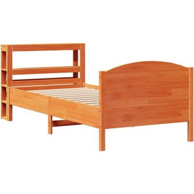 VidaXL Bettgestell mit Kopfteil - 75x190cm, Wachbraun, Massiv Kiefer VidaXL Bettgestell mit Kopfteil - 75x190cm, Wachbraun, Massiv Kiefer