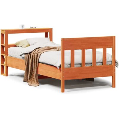vidaXL Bettgestell & Kopfteil Wachsbraun 75x190 cm Einzelmassivholz Kiefer - Bettgestell mit Stauraum vidaXL Bettgestell & Kopfteil Wachsbraun 75x190 cm Einzelmassivholz Kiefer - Bettgestell mit Stauraum