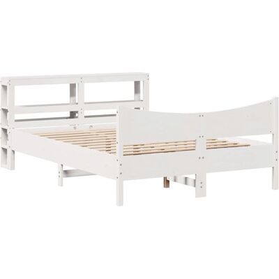 vidaXL Valkoinen 135x190cm Mänty Sängyn runko päädyllineen & säilytystiloilla vidaXL Valkoinen 135x190cm Mänty Sängyn runko päädyllineen & säilytystiloilla