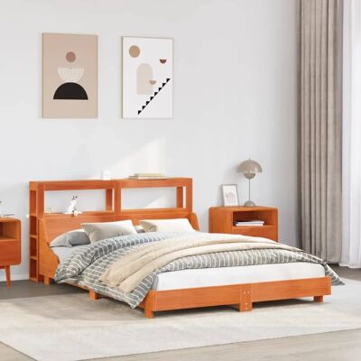 vidaXL sängram med huvudgavel - Massivt granträ - 120x190 cm - Brun vidaXL sängram med huvudgavel - Massivt granträ - 120x190 cm - Brun