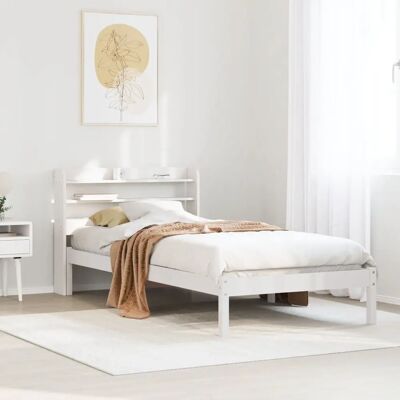 vidaXL Sengekarm med hovedgavl - Hvid, 140x200 cm, Massivt fyrretræ vidaXL Sengekarm med hovedgavl - Hvid, 140x200 cm, Massivt fyrretræ