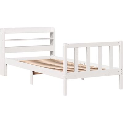 vidaXL 3306567 Bettgestell - Weiß, 90x190cm, Einzel, Massiv Kiefernholz vidaXL 3306567 Bettgestell - Weiß, 90x190cm, Einzel, Massiv Kiefernholz
